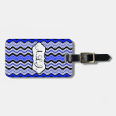 Blauw, zwart, witte strepen Bagagelabel (Voorkant horizontaal)