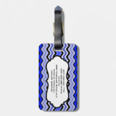 Blauw, zwart, witte strepen Bagagelabel (Achterkant verticaal)