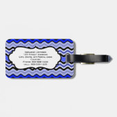 Blauw, zwart, witte strepen Bagagelabel (Achterkant horizontaal)