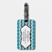 Blauw, zwart, witte strepen Bagagelabel (Achterkant verticaal)