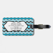 Blauw, zwart, witte strepen Bagagelabel (Achterkant horizontaal)