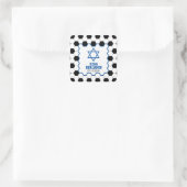 Blauw Zwart Witte Voetbal Bar Mitzvah Vierkante Sticker (Tas)