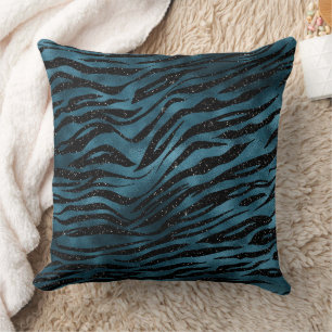 Blauw Zwart Zebra Print Ombre Kussen