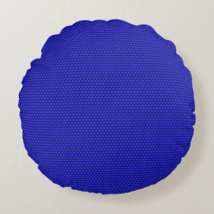 Blauw Zwart Zeshoek Naadloos Patroon Rond Kussen