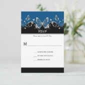 blauw zwart zilver Butterflies RSVP (Staand voorkant)