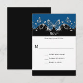 blauw zwart zilver Butterflies RSVP (Voorkant / Achterkant)