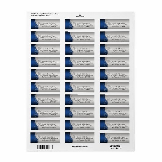  Blauw Zwart  Zilver Swirls Etiket (Full Sheet)