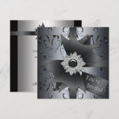 Blauw Zwart Zilver Zwart Stropdas Party Kaart (Voorkant / Achterkant)