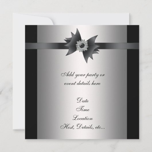 Blauw Zwart Zilver Zwart Stropdas Party Kaart (Achterkant)