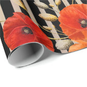 Blauw zwart zwart zwart zwart wit glam strepen met cadeaupapier (Rol Hoek)