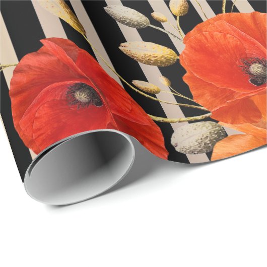 Blauw zwart zwart zwart zwart wit glam strepen met cadeaupapier (Rol Hoek)