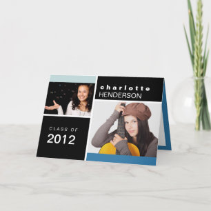 Blauw zwarte aankondiging afstuderen aangepaste fo