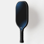 Blauw zwarte Abstracte Halftone Stippen Aangepaste Pickleball Paddle (Links)