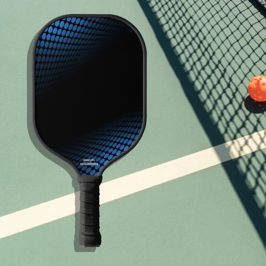 Blauw zwarte Abstracte Halftone Stippen Aangepaste Pickleball Paddle