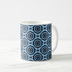 Blauw Zwarte Bloem Naadloos Patroon Koffiemok