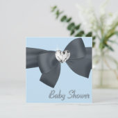 Blauw Zwarte Bow Elegante Baby Boy Douche Kaart (Staand voorkant)