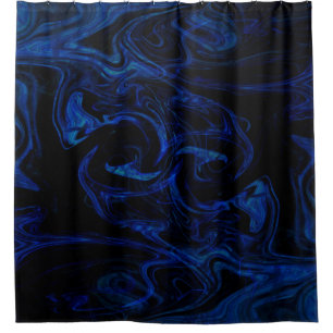 Blauw Zwarte Draaiende Abstracte Rook Koel Douchegordijn