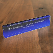 Blauw zwarte elegante moderne schrijfplaat naambordje (Zijkant)