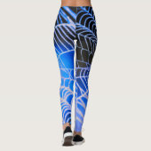 Blauw Zwarte Enge Griezelen Spinnenweb Leggings (Achterkant)