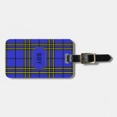 Blauw-zwarte-gele tonartan bagagelabel (Voorkant horizontaal)