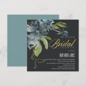 BLAUW ZWARTE GOLD WATERVERF VRIJGEZELLENFEEST KAART (Voorkant / Achterkant)