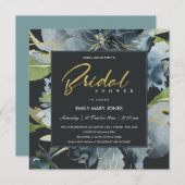 BLAUW ZWARTE GOLD WATERVERF VRIJGEZELLENFEEST KAART (Voorkant / Achterkant)