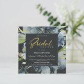 BLAUW ZWARTE GOLD WATERVERF VRIJGEZELLENFEEST KAART (Staand voorkant)