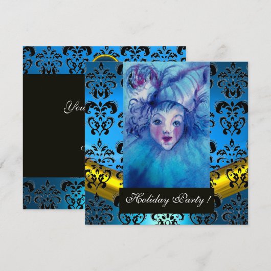 BLAUW, ZWARTE GOUD DAMASKMONOGRAM, Sapphire Kaart (Voorkant / Achterkant)