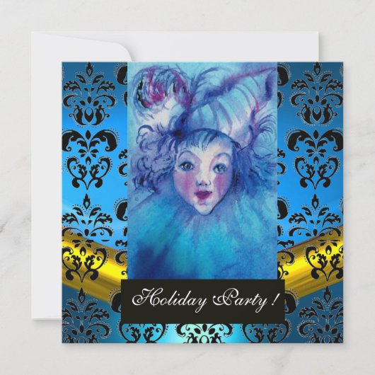 BLAUW, ZWARTE GOUD DAMASKMONOGRAM, Sapphire Kaart (Voorkant)