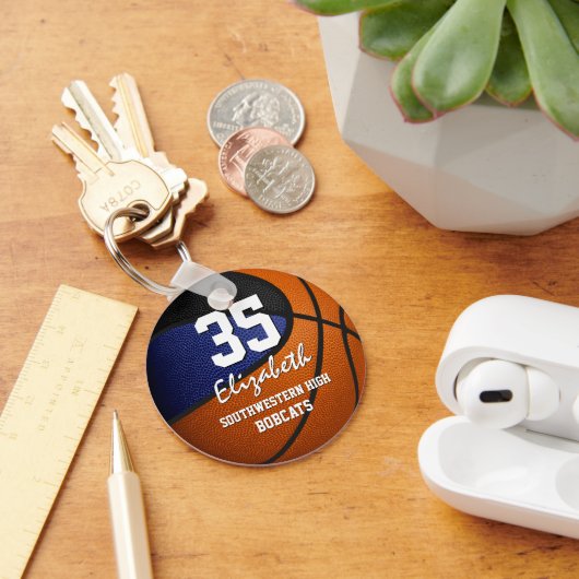 Blauw zwarte kinder sportploeggeschenken basketbal sleutelhanger (Bureau)