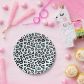 Blauw zwarte luipaard - Dierenpringspatroon Papieren Bordje (Feest)