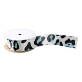 Blauw zwarte luipaard - Dierenpringspatroon Satijnen Lint (Spoel)