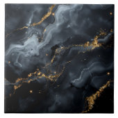 Blauw-Zwarte Marmeren Gouden Glitter ID1172b Tegeltje (Voorkant)
