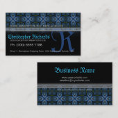 Blauw-zwarte middeleeuwse tapijtschelp Gothische V Visitekaartje (Voorkant / Achterkant)