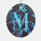 Blauw zwarte Nautilus shell patroon, bang meetkund Keramisch Ornament (Links)