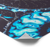 Blauw zwarte Nautilus shell patroon, bang meetkund Poster (Hoek)