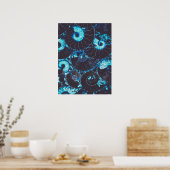Blauw zwarte Nautilus shell patroon, bang meetkund Poster (Keuken)