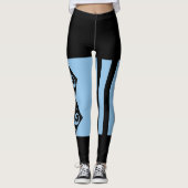 Blauw, Zwarte Oceaan en Stars Harlequin Design Leg Leggings (Voorkant)