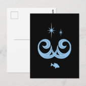 Blauw, Zwarte Oceaan en Sterren Ontwerp Briefkaart (Voorkant / Achterkant)