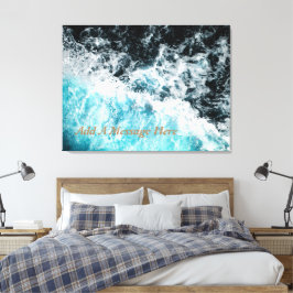 Blauw Zwarte Oceaan Golven Hawaii Aanpasbaar Canvas Afdruk