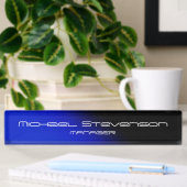 Blauw zwarte professionele moderne desktop naambordje