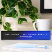 Blauw zwarte professionele moderne desktop naambordje