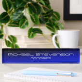 Blauw zwarte professionele moderne desktop naambordje