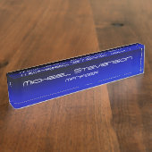 Blauw zwarte professionele moderne desktop naambordje (Zijkant)
