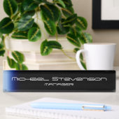 Blauw zwarte professionele moderne desktop naambordje