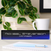 Blauw zwarte professionele moderne desktop naambordje