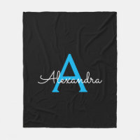 Blauw Zwarte Script Meisjesnaam Monogram