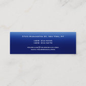 Blauw Zwarte Script Monogram Slanke Visitekaart Mini Visitekaartje (Achterkant)