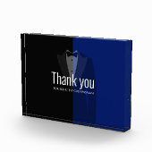 Blauw/zwarte smokingprint bruidegom-feest cadeau f fotoblokken (Rechts)