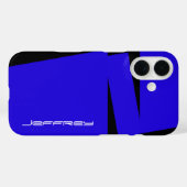 Blauw & zwarte streep op streep, aangepaste naam/w Case-Mate iPhone case (Achterkant (horizontaal))